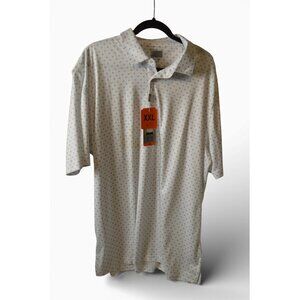 Greg Norman XXL PlayDry Golf Polo White Blue Print NWT Recycled Polyester